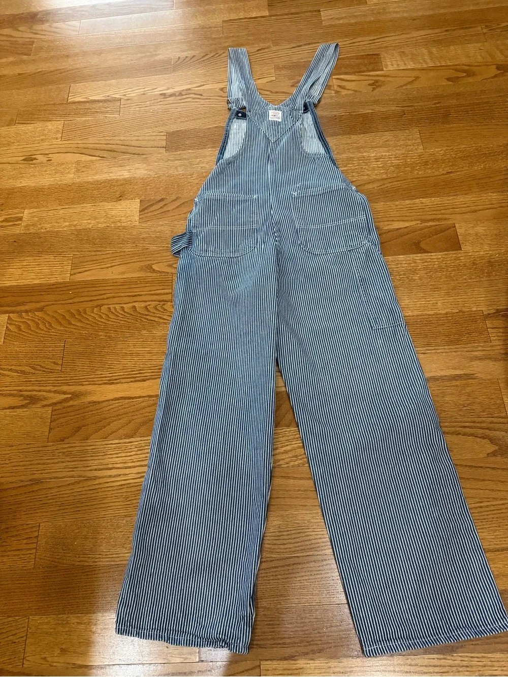 Striped Denim Overalls - Carpenter Style unisex 28x30 - Picture 2 of 4